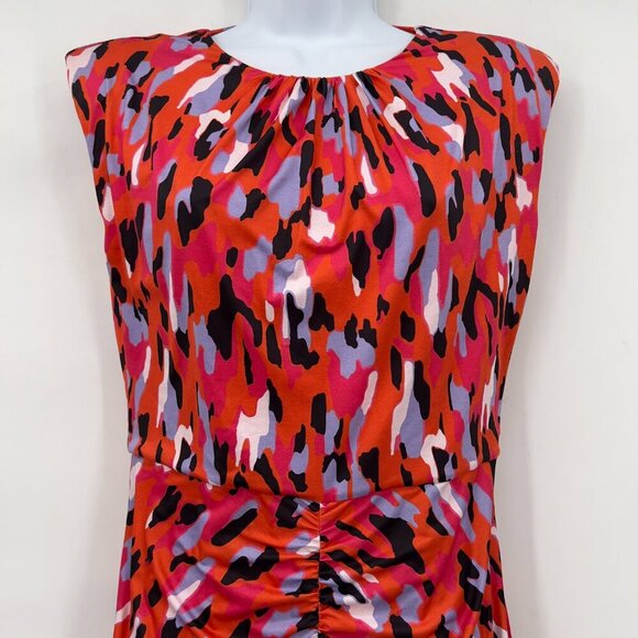 Mioh Women’s Cocktail Abstract Print Ruched Sheath Mini Dress Multicolor Size M - Picture 2 of 12